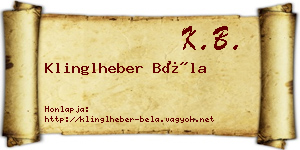 Klinglheber Béla névjegykártya
